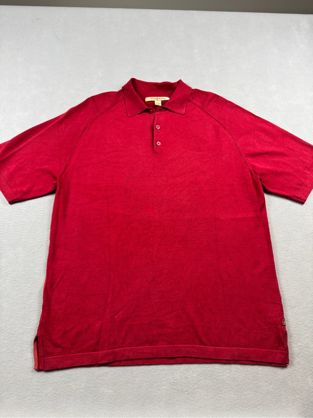 Tommy Bahama Red Silk Blend Camp Collar Button Up Shirt Men's Large Tropical L